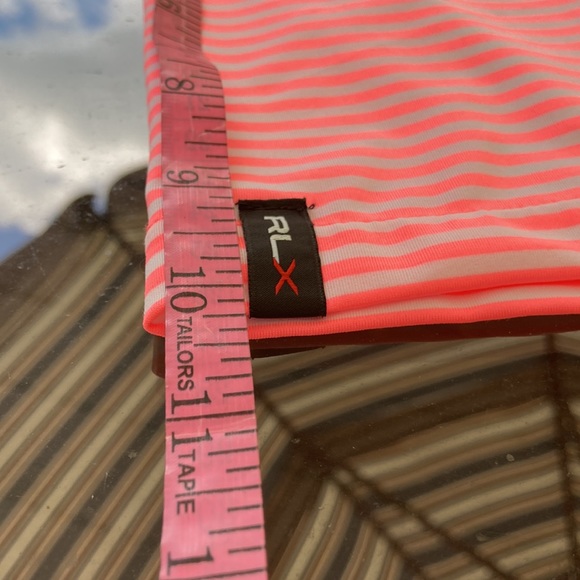 Ralph Lauren RLX neon pink and white striped men’s polo shirt, Size XL (J1001) - Picture 12 of 13